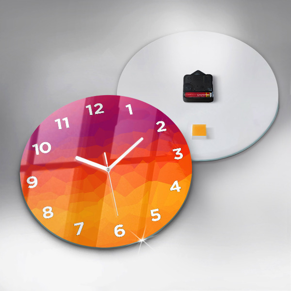 Round glass clock Colorful abstraction