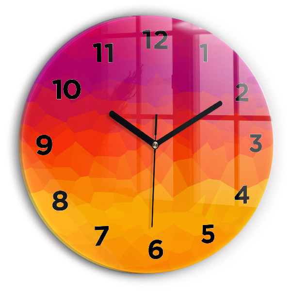 Round glass clock Colorful abstraction