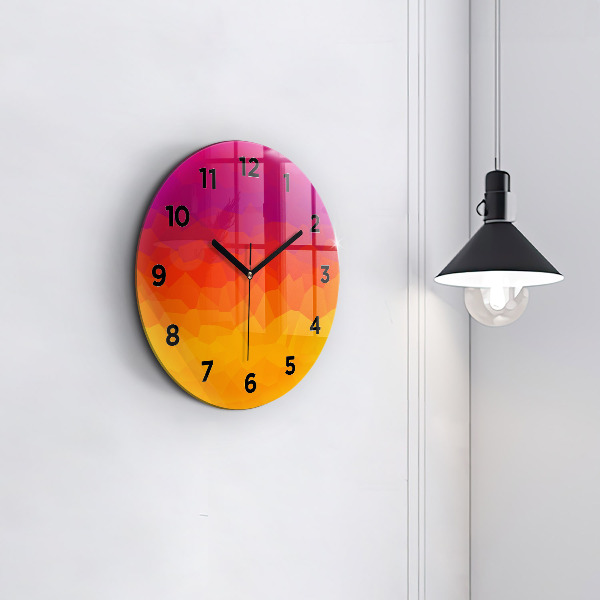 Round glass clock Colorful abstraction