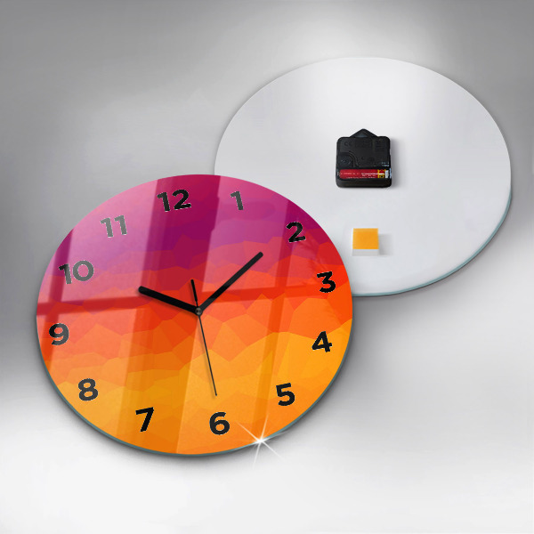 Round glass clock Colorful abstraction