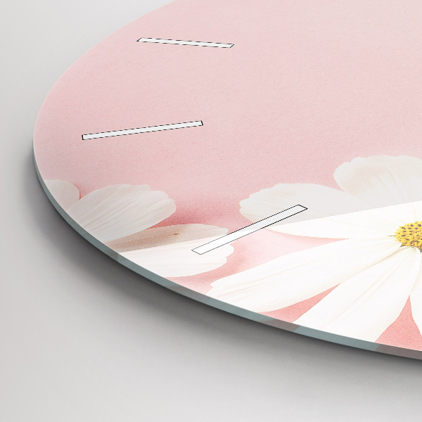 Round glass clock Daisy flowers