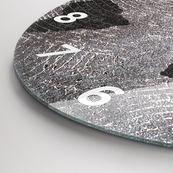 Round glass clock World map concrete