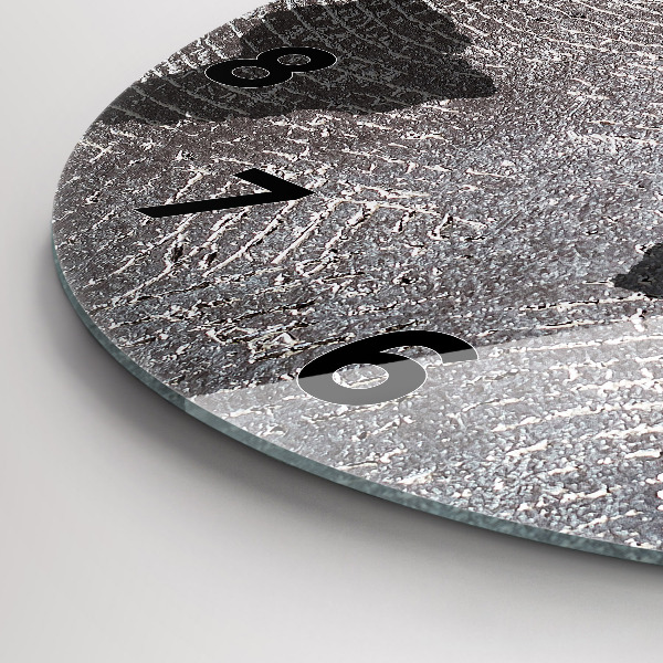 Round glass clock World map concrete