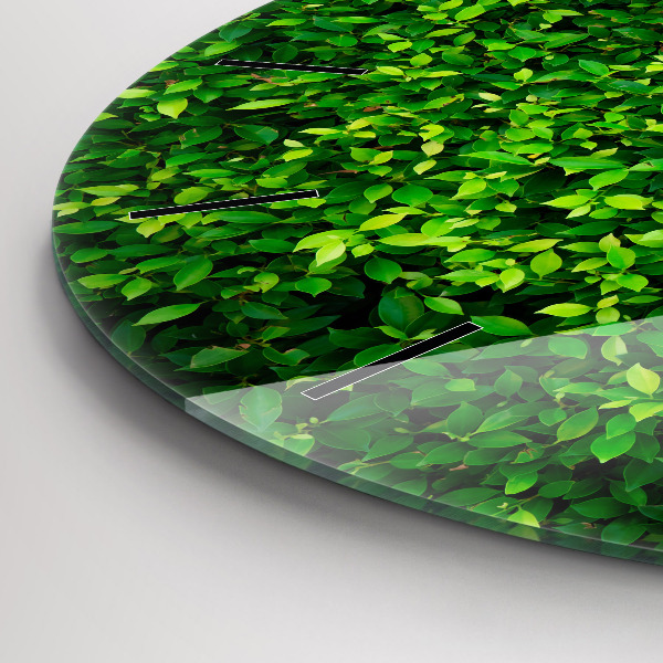 Round glass clock Hedge leaves
