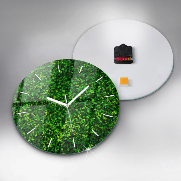 Round glass clock Hedge leaves
