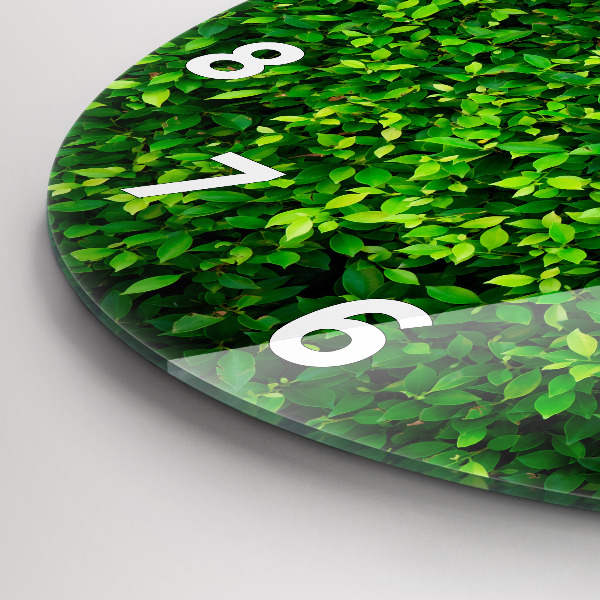 Round glass clock Hedge leaves