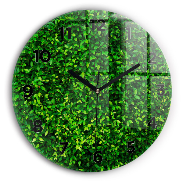 Round glass clock Hedge leaves