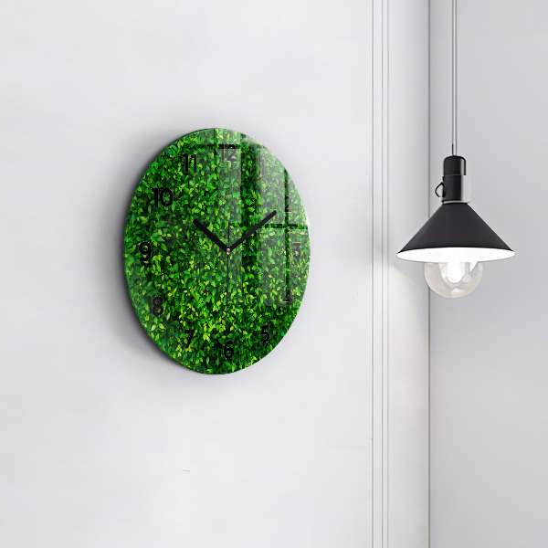 Round glass clock Hedge leaves