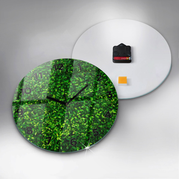 Round glass clock Hedge leaves