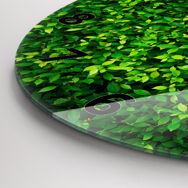 Round glass clock Hedge leaves