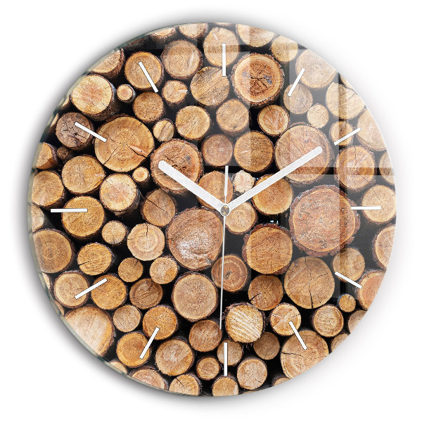Round glass clock Tree rings