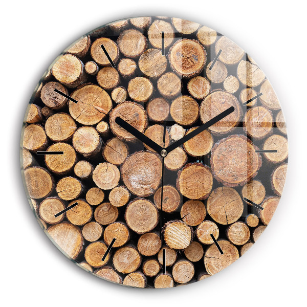Round glass clock Tree rings