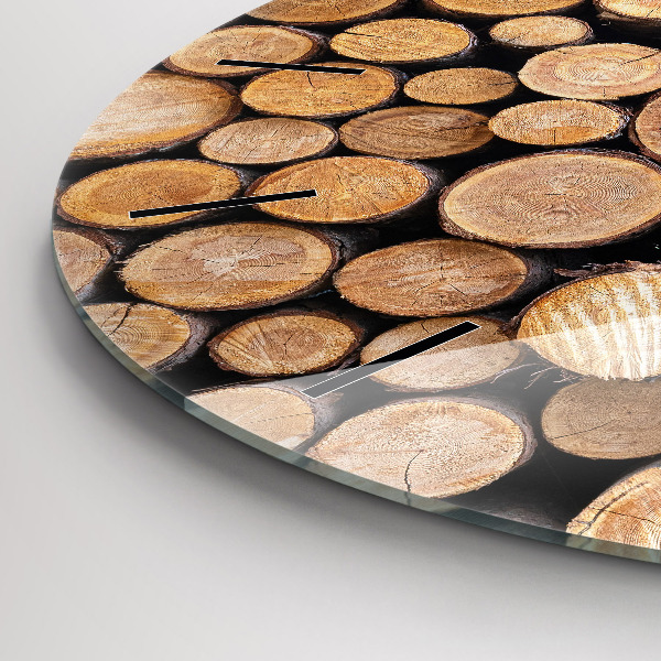 Round glass clock Tree rings