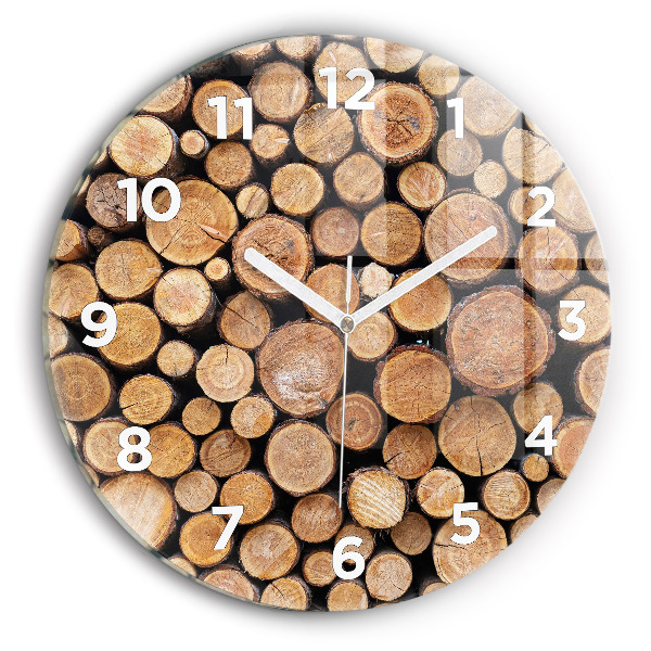 Round glass clock Tree rings