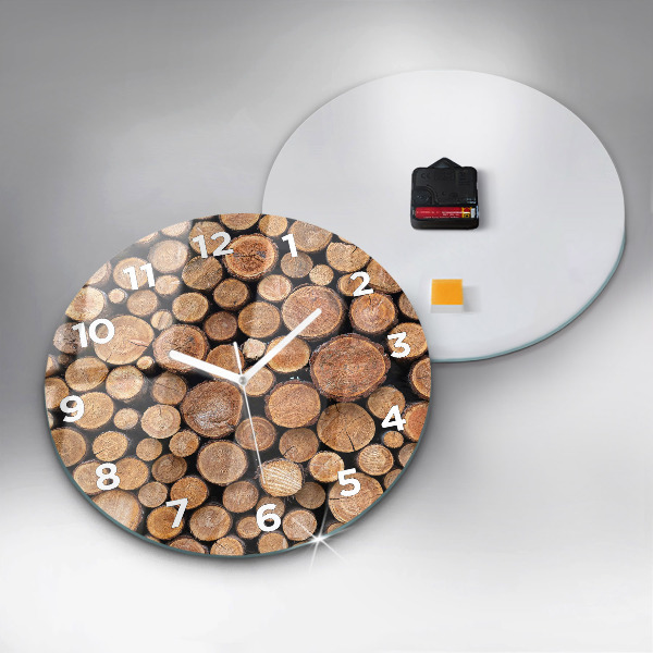 Round glass clock Tree rings
