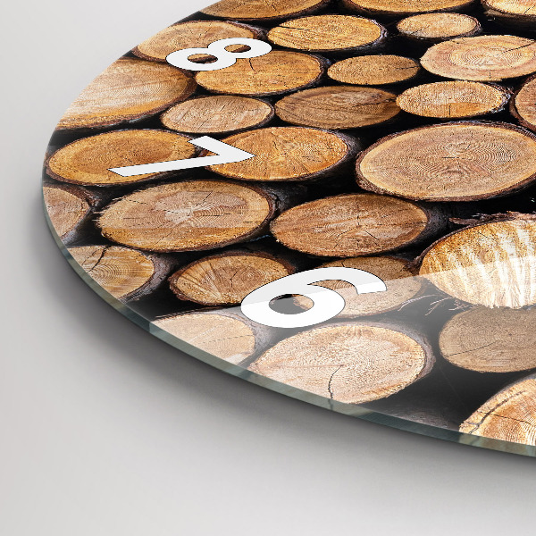 Round glass clock Tree rings