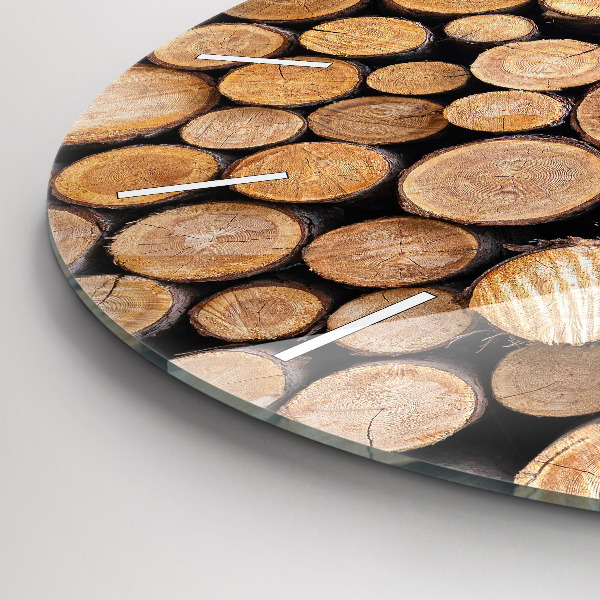 Round glass clock Tree rings