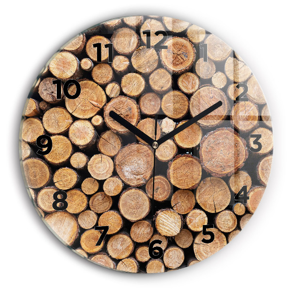 Round glass clock Tree rings