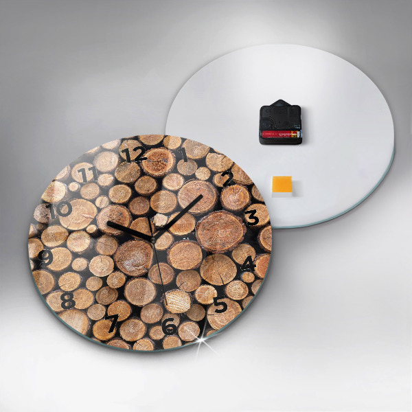 Round glass clock Tree rings