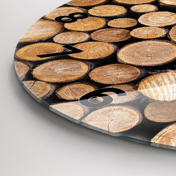 Round glass clock Tree rings