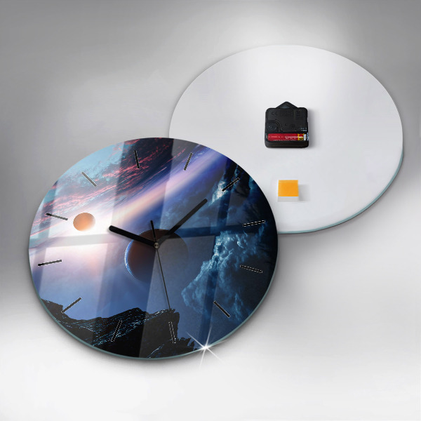 Round glass clock Great Galaxy