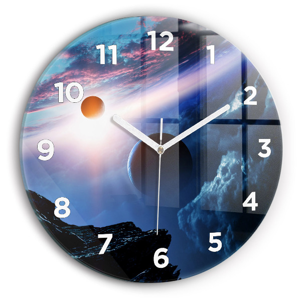 Round glass clock Great Galaxy