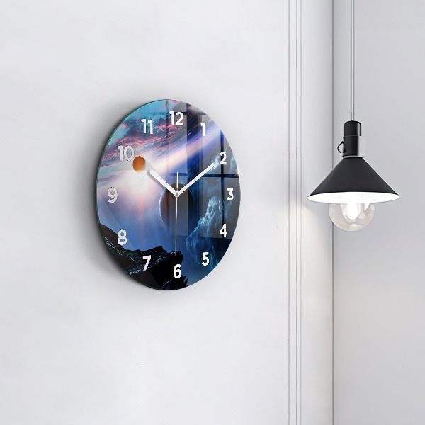 Round glass clock Great Galaxy