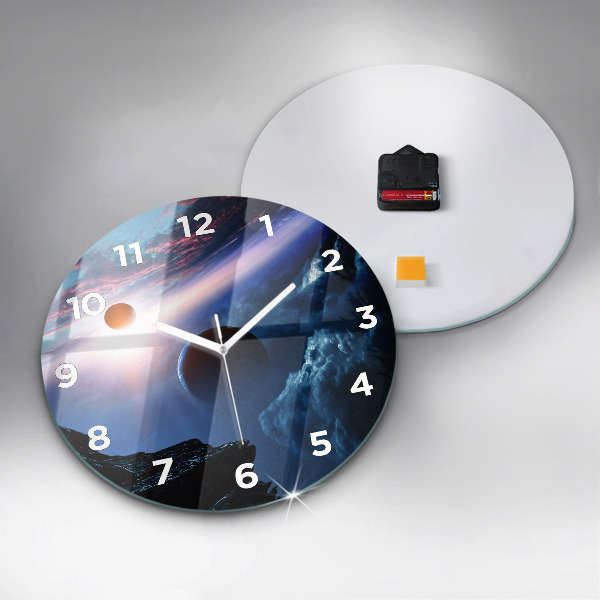 Round glass clock Great Galaxy