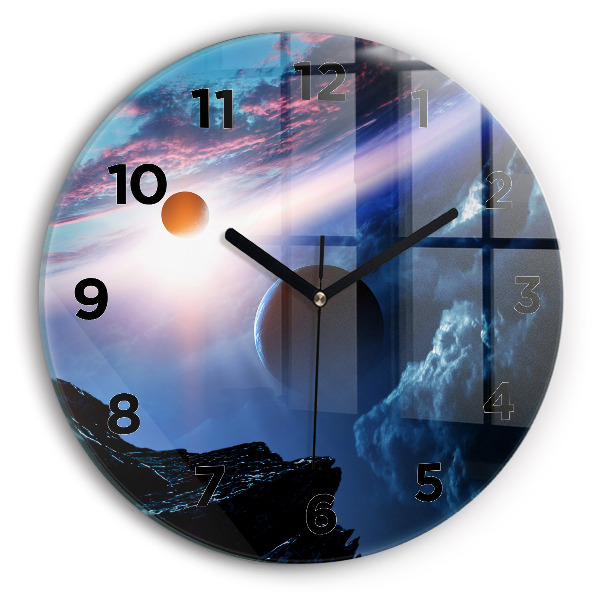 Round glass clock Great Galaxy