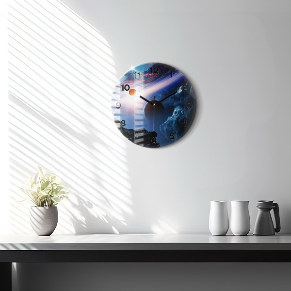 Round glass clock Great Galaxy