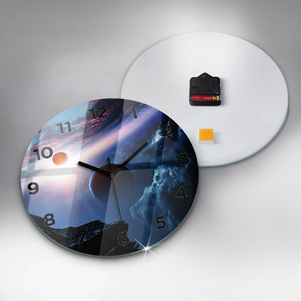 Round glass clock Great Galaxy
