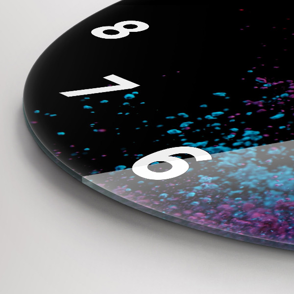 Round glass clock Explosion of colors