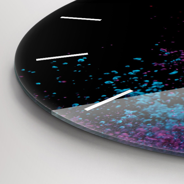 Round glass clock Explosion of colors