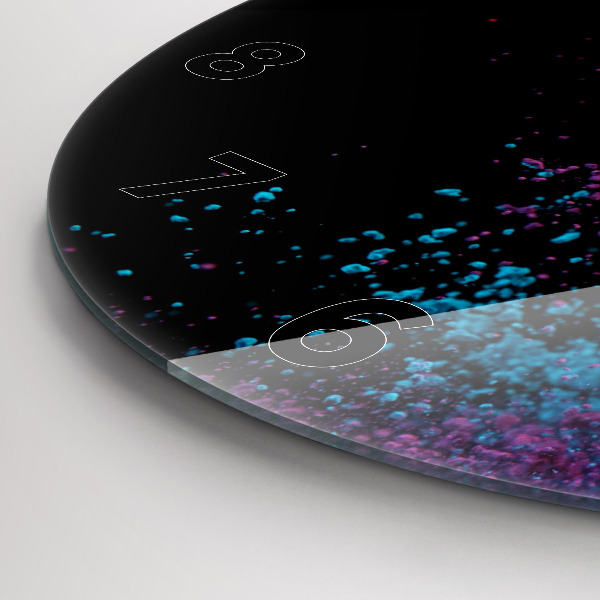 Round glass clock Explosion of colors