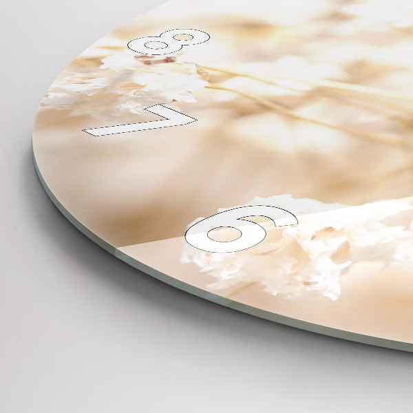 Round glass clock Small white flowers