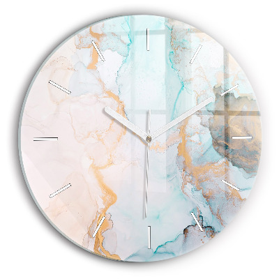 Round glass clock Abstract painting