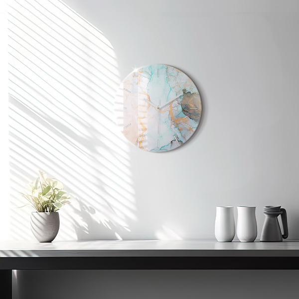 Round glass clock Abstract painting