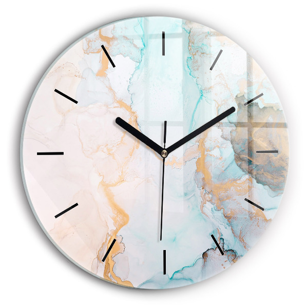 Round glass clock Abstract painting