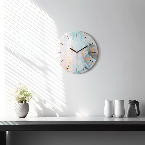Round glass clock Abstract painting