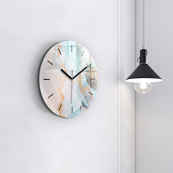 Round glass clock Abstract painting