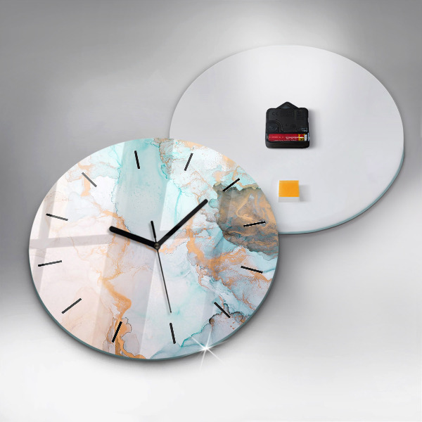 Round glass clock Abstract painting