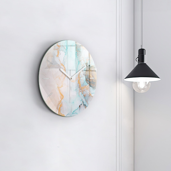 Round glass clock Abstract painting