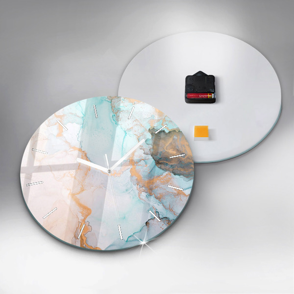 Round glass clock Abstract painting