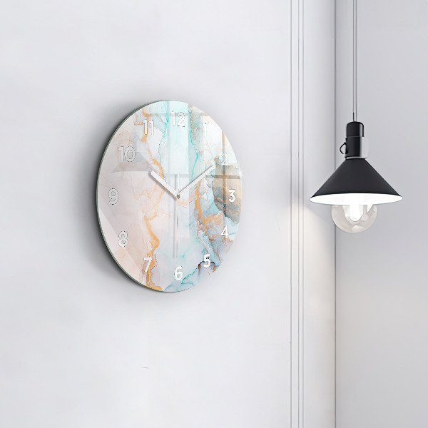 Round glass clock Abstract painting