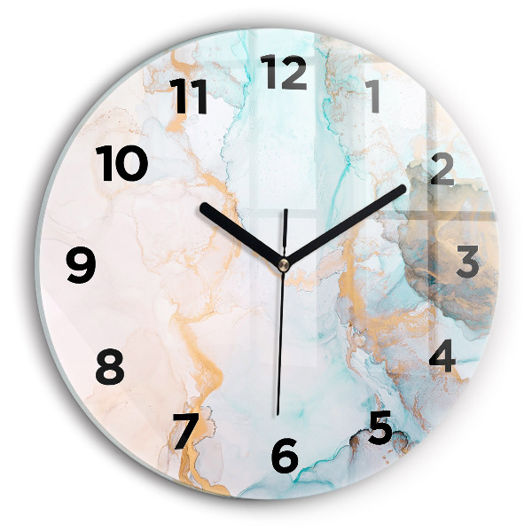 Round glass clock Abstract painting