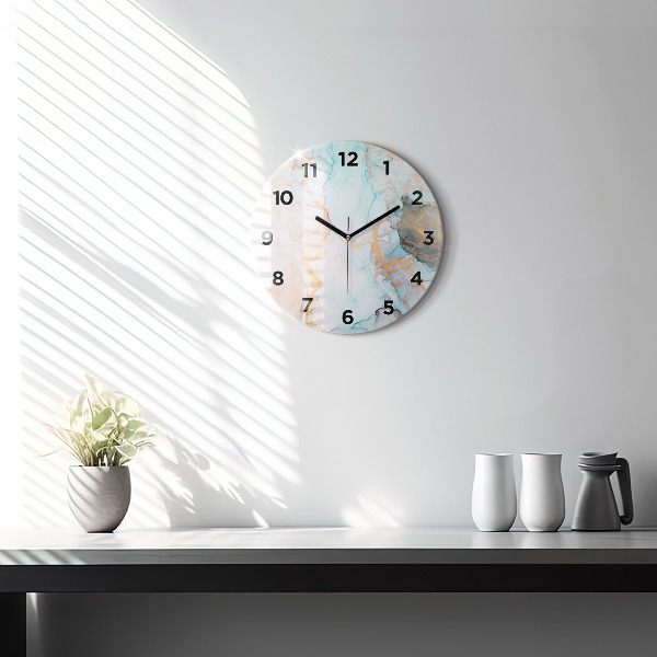 Round glass clock Abstract painting