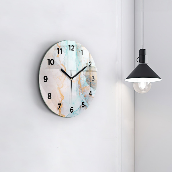 Round glass clock Abstract painting