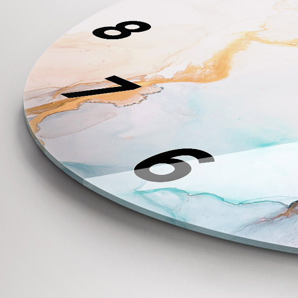 Round glass clock Abstract painting