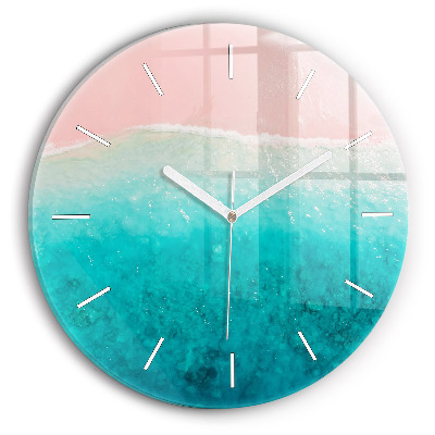 Round glass clock Beach sea sand