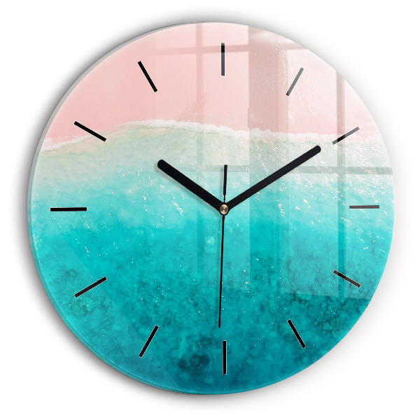 Round glass clock Beach sea sand